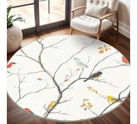 Générique Grand Tapis Rond Lavable 80 cm, Moineau Animal Coloré À Poils Courts Antidérapant Tapis pour Salon et Chambre, LumièRe Tapi Doux Chambre d'enfant Décoration - Entretien Facile
