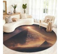 Générique Grand Tapis Rond Lavable pour Salon, Chambre à Coucher, Table à Manger, décoration d'intérieur Motif Pyramides 180 cm