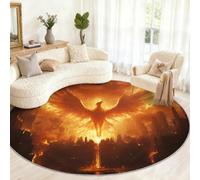 Générique Grand Tapis Rond Lavable pour Salon, Chambre à Coucher, Table à Manger, décoration d'intérieur Motif Phoenix Firebird - 240 cm