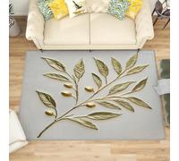 Générique Grand Tapis Salon Chambre Poils Ras Art de La Paix Antidérapant Tapis Lavables en Machine Rameau D'Olivier Doré à Poils Courts pour Cuisine, Salle à Manger, Bureau, 180x240 cm