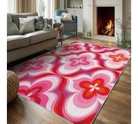 Générique Grand Tapis Salon Fleur Rouge Rose 200x300 Lavable Motif Abstrait Rétro Tapis Deco Chambre Fille Ado Adulte Interieur Moquette Chambre Descente De Lit Carpet Antidérapant Poil Court, FD6531