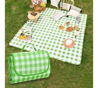 Générique Grande Couverture de Pique-Nique, 2 x 2 m, Rouge et Blanc, à Carreaux, imperméable et Anti-Sable, Tapis Pliable Portable pour Camping, Plage et Jardin (Vert)