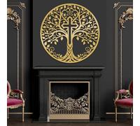 Générique Grande Croix d'arbre en métal, décoration Murale spirituelle chrétienne en métal, Sculpture d'art Moderne pour Salon, Chambre, Couloir et escaliers (doré, 90 x 90 cm)