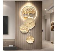Générique Grande Horloge Murale 3D avec lumière LED,Horloge décorative silencieuse,décoration Murale à Suspendre,œuvre d'art à Suspendre for Salon,Salle à Manger,entrée(Gold,120x52cm/47.2x20.5in)