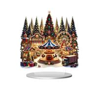Générique Grande Roue de Noël Centre de Table Acrylique 2D avec Socle | Figurine de Bureau pour Comptoir de Bar Salon Entrée pour Étagère Latérale, Salon, Chambre