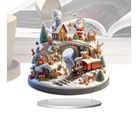 Générique Grande Roue de Noël Décor Saisonnier en Acrylique 2D avec Socle | Figurine de Bureau pour Comptoir de Bar Salon Entrée Décor de Table de Chevet