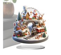 Générique Grande Roue de Noël Décor Saisonnier en Acrylique 2D avec Socle | Figurine de Grande Roue de Noël pour Salon Entrée Comptoir Bar Bureau Étude