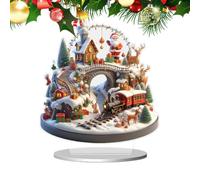 Générique Grande Roue de Noël Décor Saisonnier en Acrylique 2D avec Socle | Figurine de Grande Roue de Noël Décor de Table de Chevet