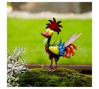 Générique Grande Statue de Coq Folle en métal - Décoration colorée avec Animaux de Ferme pour l'intérieur et l'extérieur dans Le Jardin, la terrasse, la pelouse ou la véranda