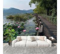 Générique Grande taille Papier Peint de Photo 250x175 cm Paysage Naturel Du Lac De Lotus Peler Et Coller Papier Peint Panoramique intissé Murale Vert Pour Salon Chambre Enfant Chambre Décoration