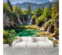 Générique Grande taille Papier Peint de Photo 300x210 cm Paysage De Cascade En ForêT Peler Et Coller Papier Peint Panoramique intissé Murale Vert Pour Salon Chambre Enfant Chambre Décoration