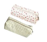 Générique Grande Trousse à Crayons en Toile Fleurie avec Fermeture Éclair, Trousse Scolaire Multifonctionnelle pour Fournitures de Papeterie et Trousse de Maquillage, Étui de Rangement
