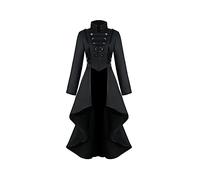 Générique Grandes Filles Médiévale Gothique Long Trench Veste Halloween Costume Long Top Robe (Black, 17-18 Years)