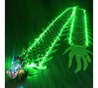 Générique Green Dragon Ribbon Streamer with Lights, Light Up LED Dragons Dance Flow Toy for Adults, Outdoor Sports Fitness Dragon Dance Ribbon for Night