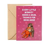 Générique Greeting Cards Mothers Day, Cute Thoughtful Commemorative, Monkey Punch Card with Paper, Funny Design with Bright Print, Celebration Supplies for Grandmother Sister Women Birthday Holiday