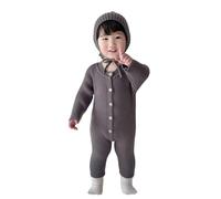 Générique Grenouillere Bebe Printemps Automne Laine Tricot Cotes Elastique Ceinture Capuche Ramassage Combinaison Body Pyjama Vêtement Nourrisson Chaud Tenue Cadeau