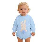 Générique Grenouillère/Body Pull à Manches Longues pour bébé garçon/Fille avec Broderie Lapin de Dessin animé, Motif Pâques#Y