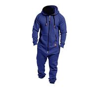 Générique Grenouillères Homme - Zippé à Capuche Grenouillère Adulte Pyjama One Piece Combinaison - Onesies Pyjamas Bleu XL