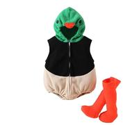 Générique GrenouillèRes pour Enfants Costume de colvert d'halloween pour bébé garçon et Fille,Ensemble de Tenue à Capuche,Barboteuse sans Manches et Leggings(Black,0-6 Mois)