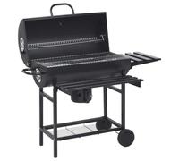 Générique Gril à Baril avec Roues et étagères Noir Acier 115x85x95 cm,Barbecues,17.8KG-313636