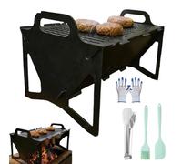 Générique Grille à Fentes - Barbecue Pliable pour Un Rangement Facile en Acier, Léger Et Stable, Installation sans Outil Grille à Fentes Portable Pliable pour Le Camping, Le Hayon, Le Camping