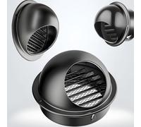 Générique Grille D'aération en Acier Inoxydable 70mm-200mm Sortie D’air Murale Ronde D'Aération Hotte Connecter, Stable Durable pour Climatiseur Entrepôt Caravane(Noir,180mm)