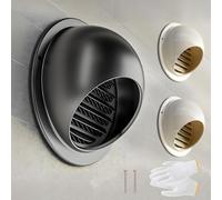 Générique Grille D'Aération Ronde Sortie D’air Murale Ronde en INOX Couvercle À Rabat pour Grille D'aération Robuste et Résistant aux Intempéries Noir Blanc 70 80 100 120 150 200mm(Noir,80mm/3.1in)