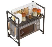 Générique Grille pour Four À Micro-Ondes | Support pour Four à Micro-Ondes avec Crochets,Organisateur Double Étage pour Machine À Pain - Rangement Élargi Cuisine Salle de Bain Chambre étudiante