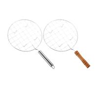 Générique Grille Rôtissoire Métallique - Panier Grillade Rotatif | Chapati Jari Acier Inoxydable, Grille Ronde Polyvalente pour Roti & avec Poignée Bois Ergonomique, Idéal pour Plat