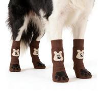 Générique Grip Socks,4-Piece Soft Anti-Slip with Adjustable Straps - Prevent Licking Foot Wraps,for Small Medium Socks * 4 Pieces Large Breeds Living Room Bedroom Indoor Floor Apartment
