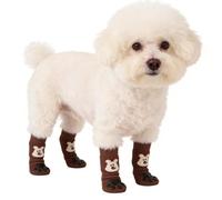 Générique Grip Socks,4-Piece Soft Anti-Slip with Adjustable Straps - Prevent Licking Foot Wraps,for Small Medium Socks * 4 Pieces Large Breeds Living Room Bedroom Indoor Floor Apartment