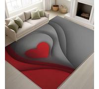 Générique Gris Anthracite 60 x 120 cm Doux Tapiss Minimaliste Scandinave Imprimé Tapis Cœurs Lignes Illustration Lavable Romantique Tapis de Antidérapant pour Saint-Valentin Chambre