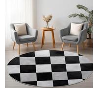 Générique Gris Antidérapant Tapis Rond 150 cm, Plaid Noir Et Blanc Minimaliste Lavable en Machine Tapis Rond, Moquette de Salon et Chambre Doux et Confortable, Idéal pour Intérieurs décoration
