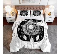 Générique Gris Couette 4 Saisons 240 x 260 cm Parure Tout-en-Un avec 2 Taies d’Oreiller - Couette Intégrée en Microfibre Respirante - Impression 3D & Matelassage Losanges - Spiritualité Art Plumes