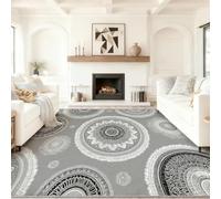 Générique Gris Tapis 50 x 80 cm, Grec Traditionnel Floral Mandala Tapis de Jeu Doux et Antidérapant pour Chambre Bébé & Ados, Lavable en Machine, Idéal pour Coin Lecture & Crèche