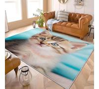 Générique Gros Plan d'un Chaton Mignon Antidérapants Tapis Chambre Moderne 160x230 cm Brun Lavable en Machine Tapis Salon Doux à Poil Court Décoration Maison - Nettoyage Facile