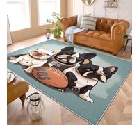 Générique Gros Plan d'un Chien Animal Mignon Antidérapants Tapis Chambre Moderne 80x150 cm Noir Lavable en Machine Tapis Salon Doux à Poil Court Décoration Maison - Nettoyage Facile