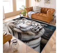 Générique Gros Plan d'un Tigre Animal Antidérapants Tapis Chambre Moderne 60x90 cm Blanc Lavable en Machine Tapis Salon Doux à Poil Court Décoration Maison - Nettoyage Facile