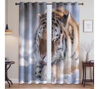Générique Gros Plan Faune Tigre Rideau pour La Famille et Les Amis - Durable Rideau Fenêtre à Imprimé, Marron, 117L X 138H cm (2 Panneaux)