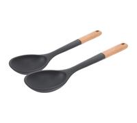 Générique Grosse Cuillère en Silicone Manche en Bois, 2 Pièces, Résistante la Chaleur, pour Usage Polyvalent Cuisine Familiale