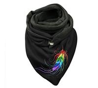 Générique Grosse Echarpe Femme - Echarpe Femme Hiver Chaud Écharpe boutonnée Chaude d'hiver de Coton d'impression de Plume de Couleur de Femmes (L One Size)