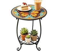 Générique Guéridon Rond d'Appoint | Table à Boissons en Métal à Motif Animalier | Table Basse pour Usage à l'extérieur | pour terrasse, Balcon, Jardin, Cour, Salon, Chambre, intérieure