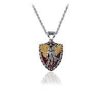 Générique Guerrier Gardien Ange Pendentif Collier Chevalier Bouclier Alliage Vintage Collier pour Hommes Bijoux Épées Pendentif
