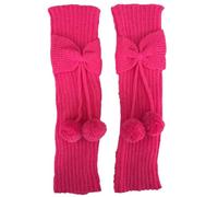 Générique Guêtres Enfant Fille Baby Girls Cute Bowknot Pompom Knit Leg Middle Knee Boot Socks Cuffs Toppers Jambières Femmes Danse (Hot Pink, One Size)