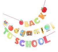 Générique Guirlande de Drapeaux Colorés Rentrée Scolaire Ensemble de 2 Pièces avec Lettres Back To School Décorations Suspendues en Papier Pomme et Spirale pour Fête et Décoration de