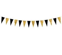 Generique - Guirlande de fanions en Carton Noires et dorées 13 x 215 cm