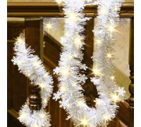 Générique Guirlande Lumineuse 20 LED Blanc Chaud Etoiles de Flocon de Neige 2M, Blanc Neige recouvert de fines Paillettes, 3 Modes Lights, Lanternes scintillantes - à Piles. Décor, Célébrations