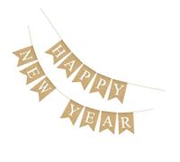 Générique Guirlande pour Fête Nouvel An en Lin Kaki Réutilisable Fanions pour Décoration de Fête Créative et Accessoires Photo