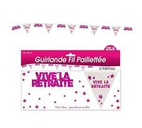 Generique - Guirlande Rose à Paillettes Vive la Retraite 6m