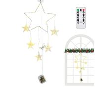 Générique Guirlandes de Noël pour Fenêtre,8 Modes Décorations De Fêtes Intérieures | Guirlandes Lumineuses Étoiles avec Minuterie,Pour Maison Chambre Porte D Entrée Fête De